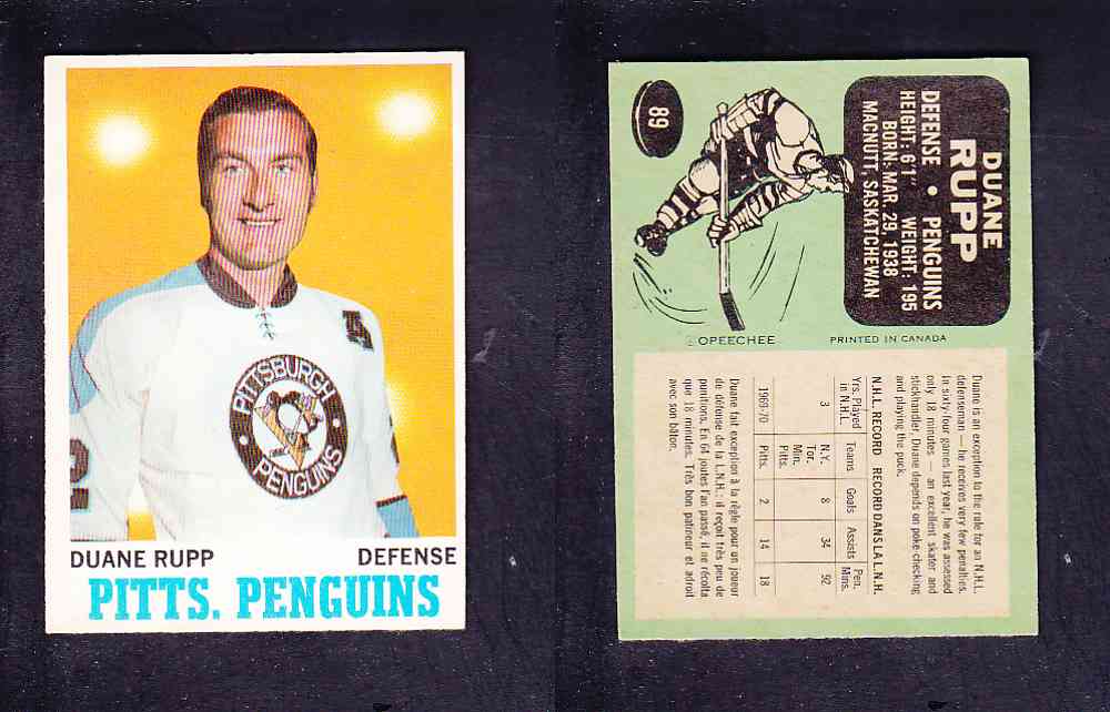 1970-71 O-PEE-CHEE HOCKEY CARD #89 D. RUPP photo 1970-71 O-PEE-CHEE HOCKEY CARD #89 D. RUPP photo