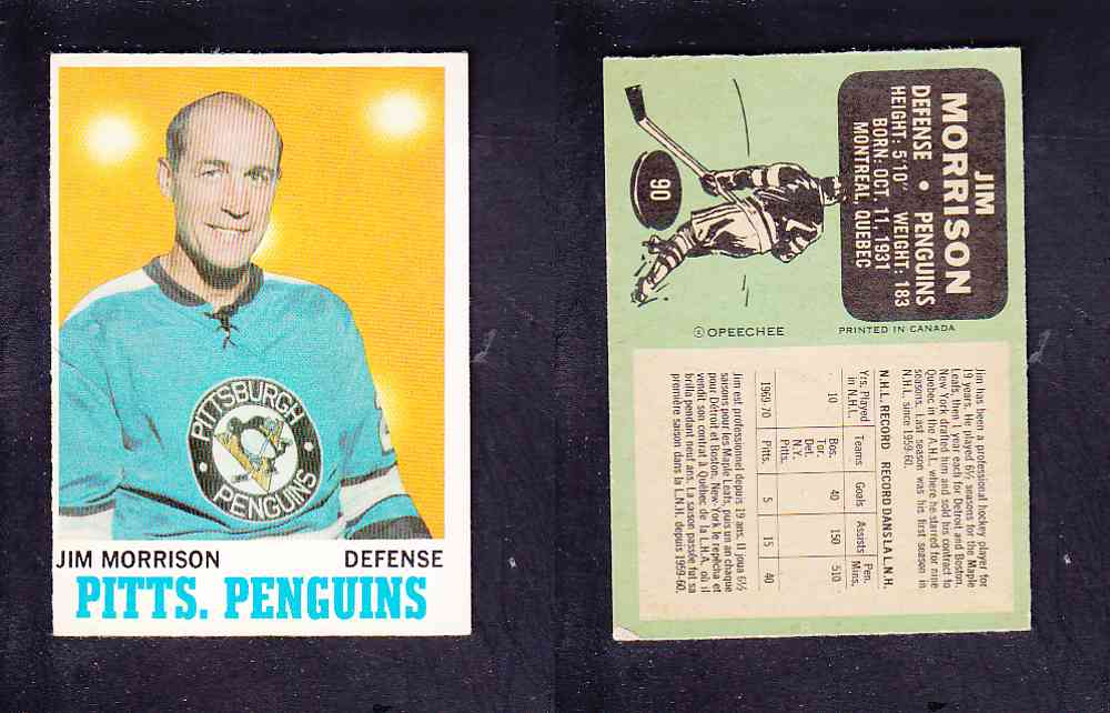1970-71 O-PEE-CHEE HOCKEY CARD #90 J. MORRISON photo 1970-71 O-PEE-CHEE HOCKEY CARD #90 J. MORRISON photo