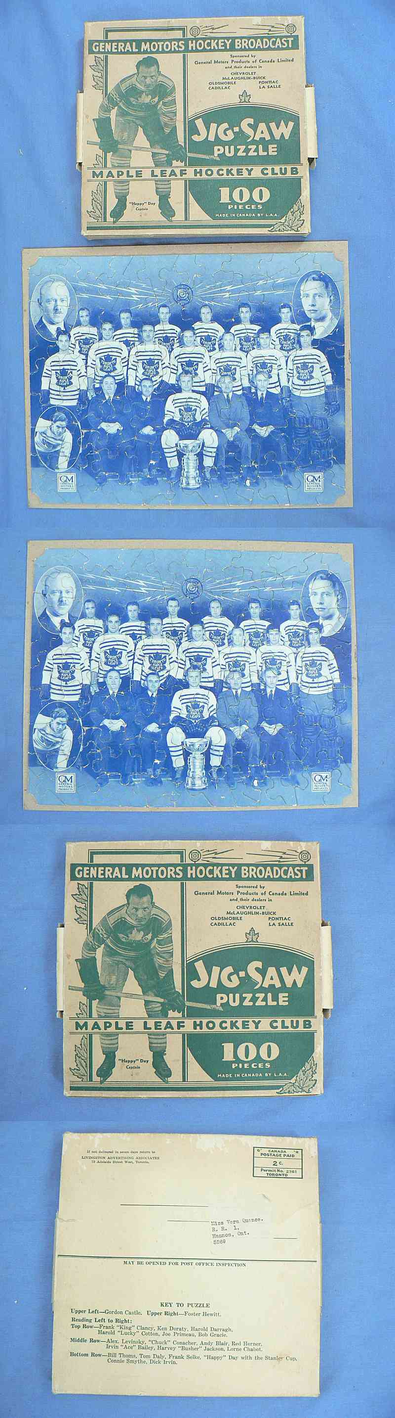 1932-33 JIG-SAW TORONTO MAPLE LEAFS PUZZLE & BOX photo