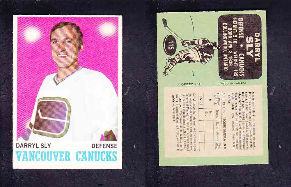 1970-71 O-PEE-CHEE HOCKEY CARD #115 D. SLY photo 1970-71 O-PEE-CHEE HOCKEY CARD #115 D. SLY photo