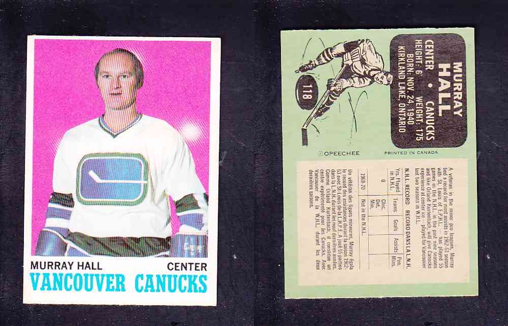 1970-71 O-PEE-CHEE HOCKEY CARD #118 M. HALL photo 1970-71 O-PEE-CHEE HOCKEY CARD #118 M. HALL photo