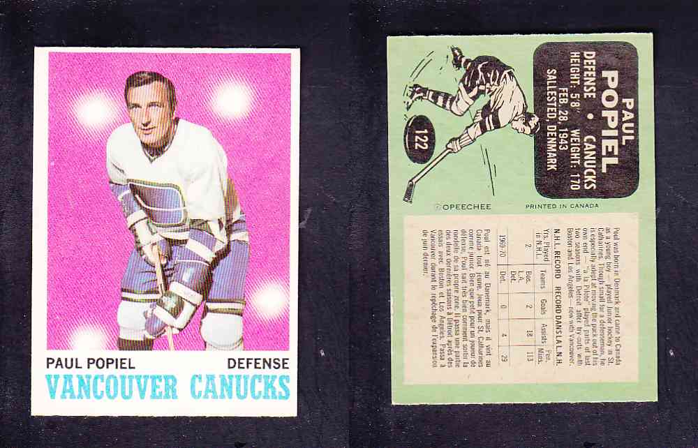 1970-71 O-PEE-CHEE HOCKEY CARD #122 P. POPIEL photo 1970-71 O-PEE-CHEE HOCKEY CARD #122 P. POPIEL photo