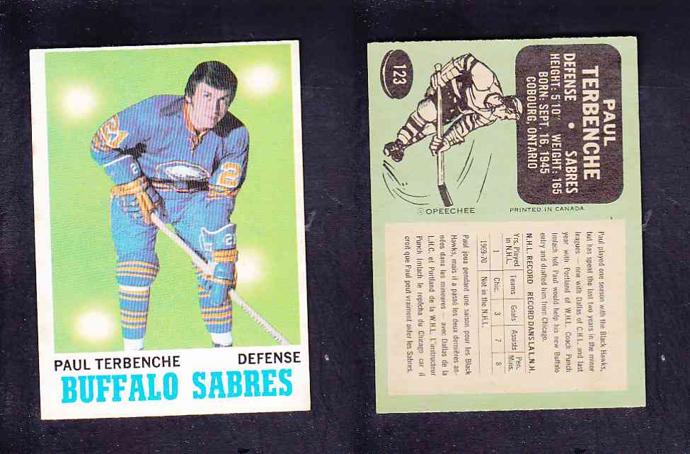 1970-71 O-PEE-CHEE HOCKEY CARD #123 P. TERBENCHE photo 1970-71 O-PEE-CHEE HOCKEY CARD #123 P. TERBENCHE photo