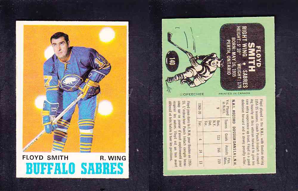 1970-71 O-PEE-CHEE HOCKEY CARD #140 F. SMITH photo 1970-71 O-PEE-CHEE HOCKEY CARD #140 F. SMITH photo