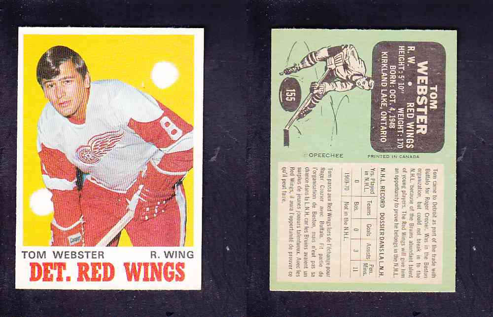 1970-71 O-PEE-CHEE HOCKEY CARD #155 T. WEBSTER photo 1970-71 O-PEE-CHEE HOCKEY CARD #155 T. WEBSTER photo