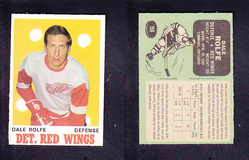 1970-71 O-PEE-CHEE HOCKEY CARD #156 D. ROLFE photo 1970-71 O-PEE-CHEE HOCKEY CARD #156 D. ROLFE photo