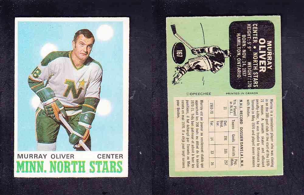 1970-71 O-PEE-CHEE HOCKEY CARD #167 M. OLIVER photo 1970-71 O-PEE-CHEE HOCKEY CARD #167 M. OLIVER photo