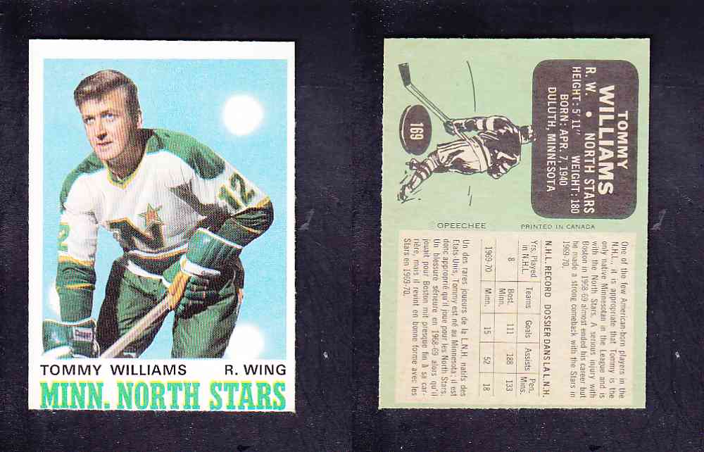 1970-71 O-PEE-CHEE HOCKEY CARD #169 T. WILLIAMS photo 1970-71 O-PEE-CHEE HOCKEY CARD #169 T. WILLIAMS photo