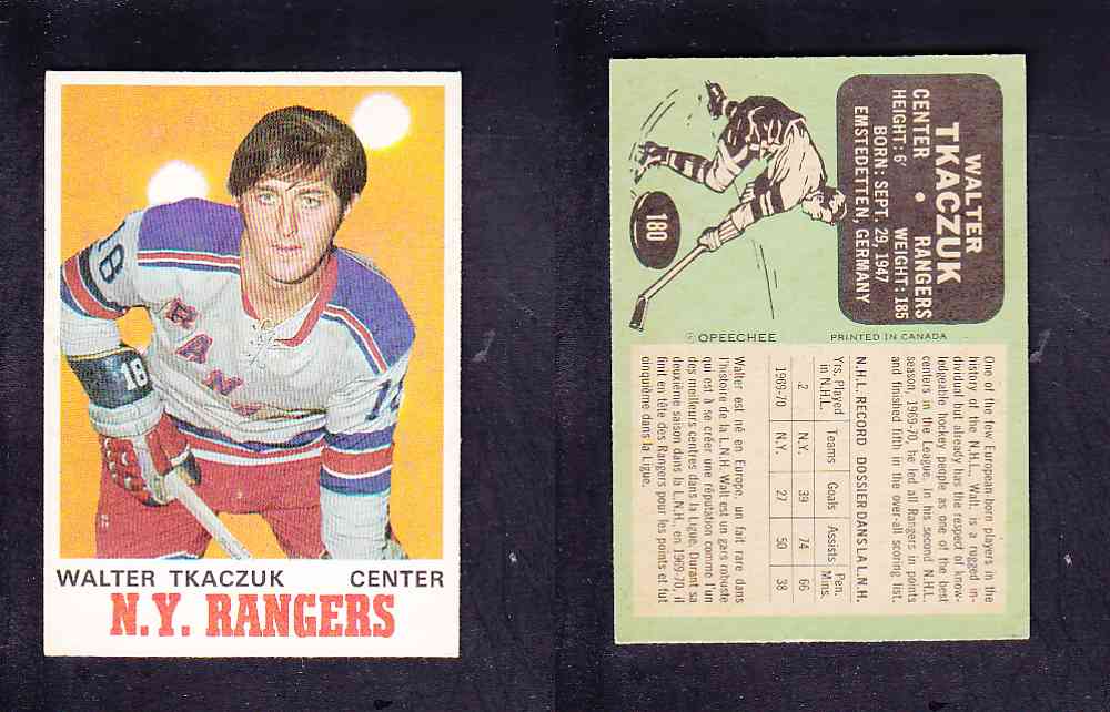 1970-71 O-PEE-CHEE HOCKEY CARD #180 W. TKACZUK photo 1970-71 O-PEE-CHEE HOCKEY CARD #180 W. TKACZUK photo