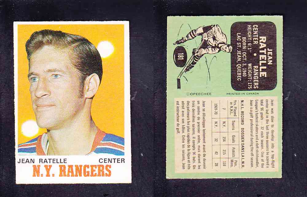1970-71 O-PEE-CHEE HOCKEY CARD #181 J. RATELLE photo 1970-71 O-PEE-CHEE HOCKEY CARD #181 J. RATELLE photo