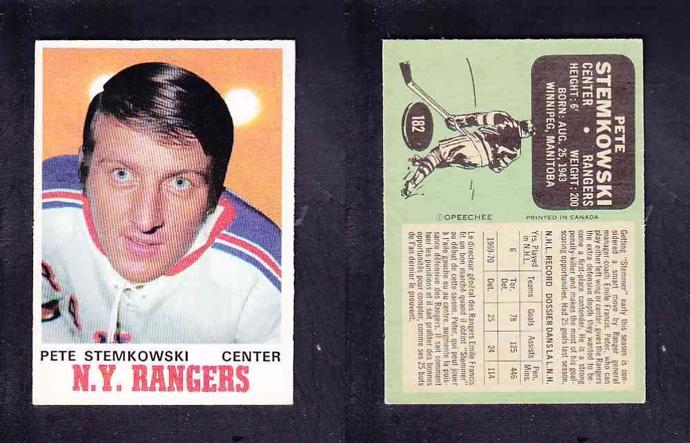 1970-71 O-PEE-CHEE HOCKEY CARD #182 P. STEMKOWSKI photo 1970-71 O-PEE-CHEE HOCKEY CARD #182 P. STEMKOWSKI photo