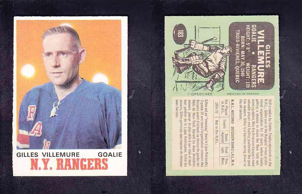 1970-71 O-PEE-CHEE HOCKEY CARD #183 G. VILLEMURE photo 1970-71 O-PEE-CHEE HOCKEY CARD #183 G. VILLEMURE photo