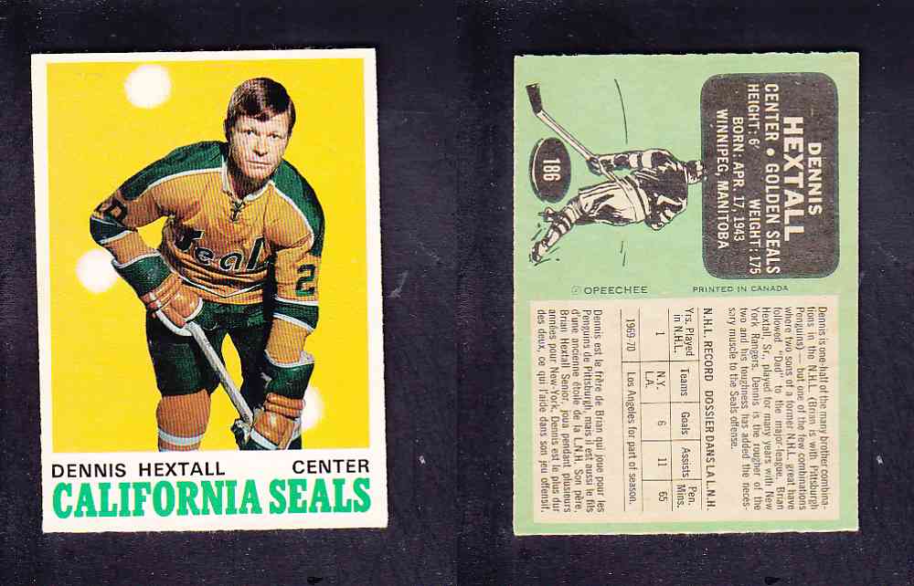 1970-71 O-PEE-CHEE HOCKEY CARD #186 D. HEXTALL photo 1970-71 O-PEE-CHEE HOCKEY CARD #186 D. HEXTALL photo
