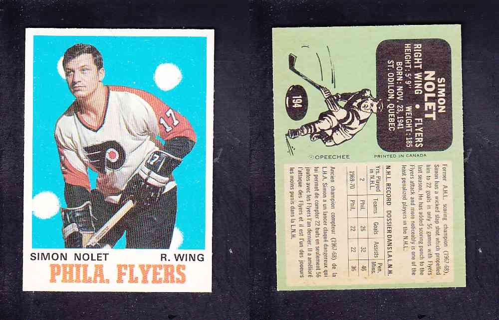 1970-71 O-PEE-CHEE HOCKEY CARD #194 S. NOLET photo 1970-71 O-PEE-CHEE HOCKEY CARD #194 S. NOLET photo