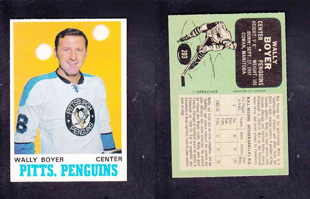 1970-71 O-PEE-CHEE HOCKEY CARD #203 W. BOYER photo 1970-71 O-PEE-CHEE HOCKEY CARD #203 W. BOYER photo