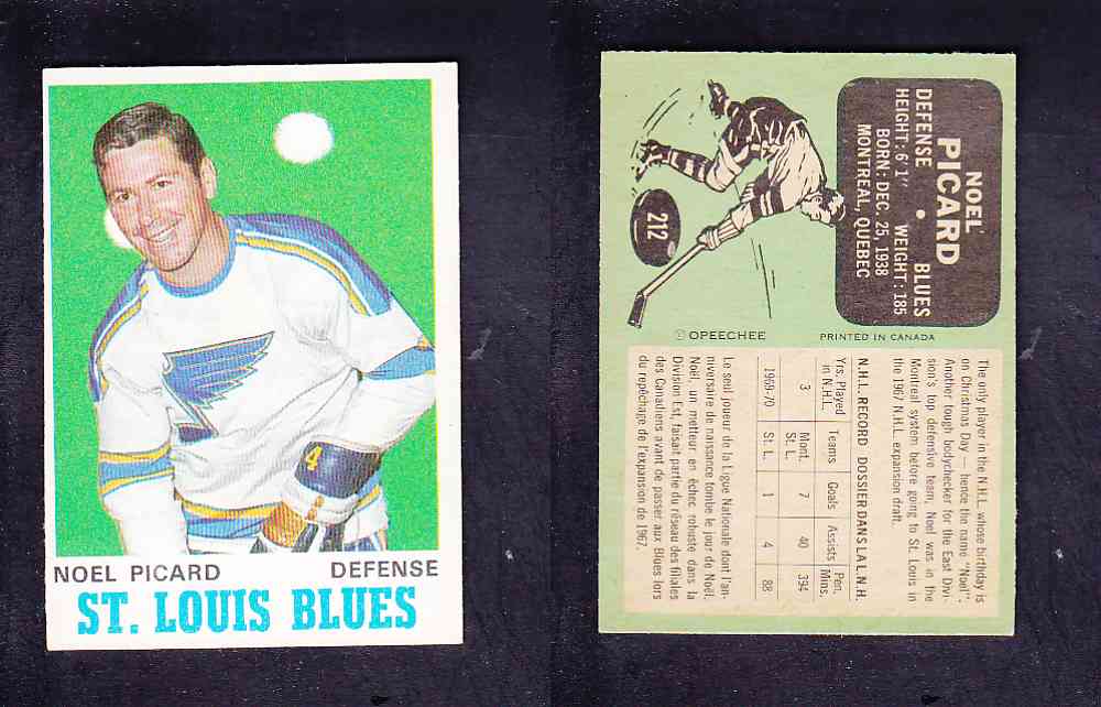 1970-71 O-PEE-CHEE HOCKEY CARD #212 N. PICARD photo 1970-71 O-PEE-CHEE HOCKEY CARD #212 N. PICARD photo