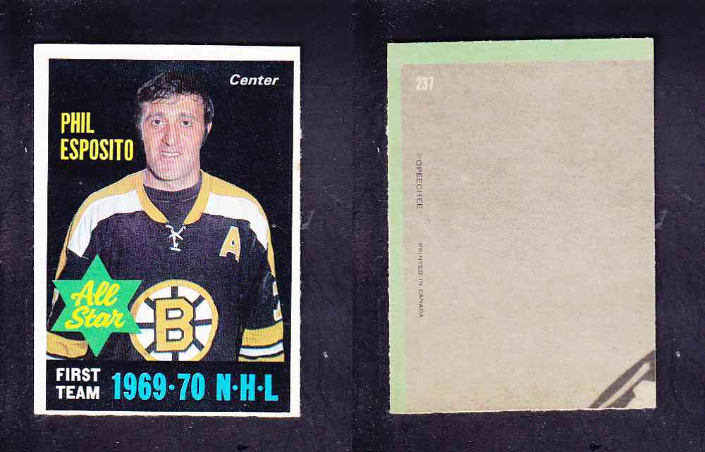 1970-71 O-PEE-CHEE HOCKEY CARD #237 P. ESPOSITO photo 1970-71 O-PEE-CHEE HOCKEY CARD #237 P. ESPOSITO photo