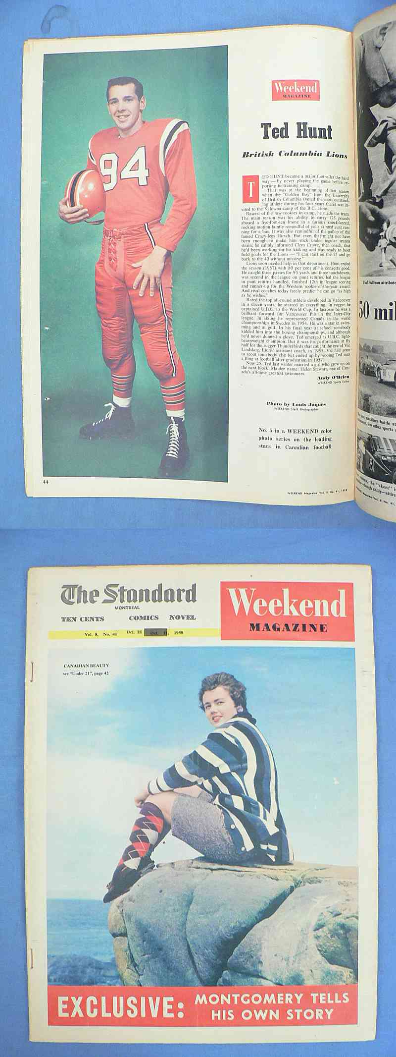 1958 CFL WEEKEND MAGAZINE T.HUNT PHOTO photo 1958 CFL WEEKEND MAGAZINE T.HUNT PHOTO photo