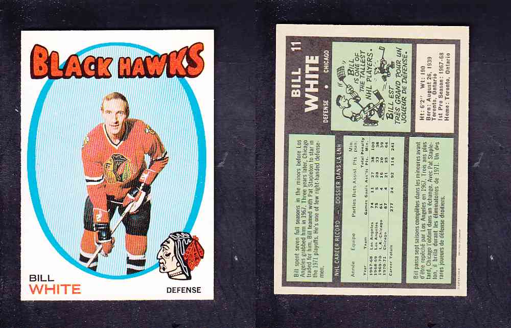 1971-72 O-PEE-CHEE HOCKEY CARD #11 B. WHITE photo 1971-72 O-PEE-CHEE HOCKEY CARD #11 B. WHITE photo
