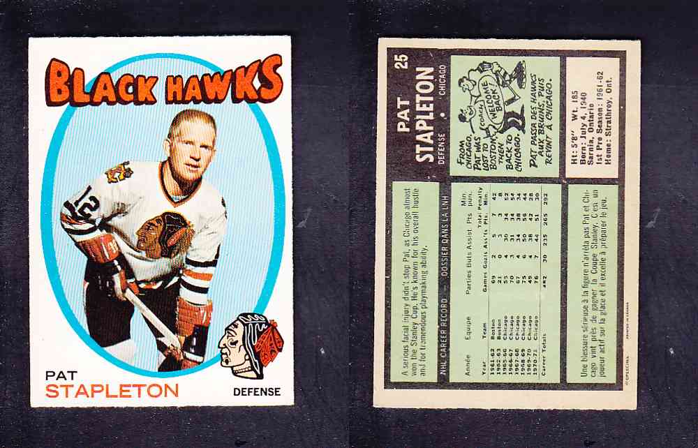 1971-72 O-PEE-CHEE HOCKEY CARD #25 P. STAPLETON photo 1971-72 O-PEE-CHEE HOCKEY CARD #25 P. STAPLETON photo