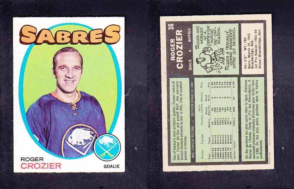 1971-72 O-PEE-CHEE HOCKEY CARD #36 R. CROZIER photo 1971-72 O-PEE-CHEE HOCKEY CARD #36 R. CROZIER photo