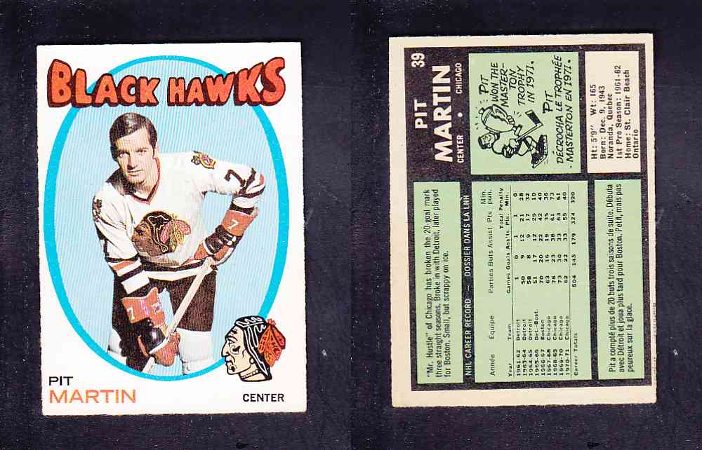 1971-72 O-PEE-CHEE HOCKEY CARD #39 P. MARTIN photo 1971-72 O-PEE-CHEE HOCKEY CARD #39 P. MARTIN photo