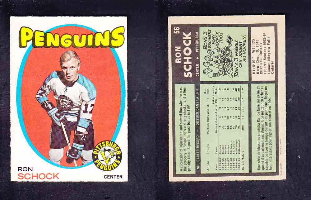 1971-72 O-PEE-CHEE HOCKEY CARD #56 R. SCHOCK photo 1971-72 O-PEE-CHEE HOCKEY CARD #56 R. SCHOCK photo