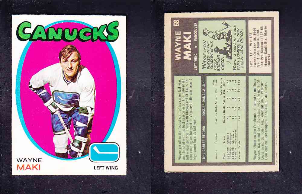 1971-72 O-PEE-CHEE HOCKEY CARD #58 W. MAKI photo 1971-72 O-PEE-CHEE HOCKEY CARD #58 W. MAKI photo