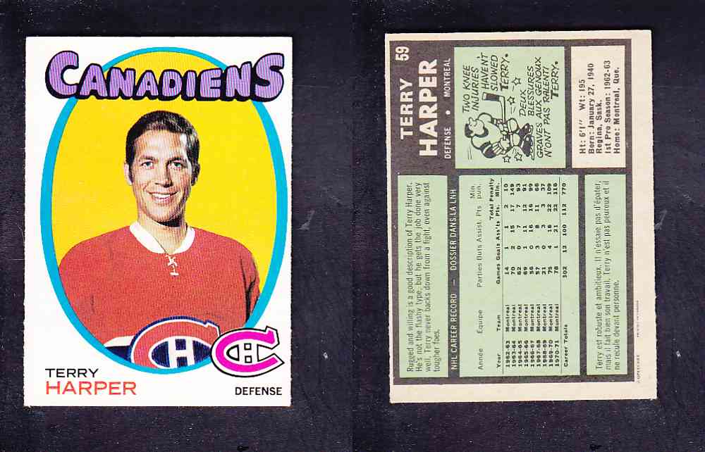 1971-72 O-PEE-CHEE HOCKEY CARD #59 T. HARPER photo