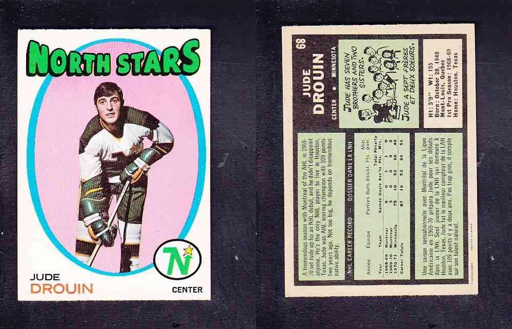 1971-72 O-PEE-CHEE HOCKEY CARD #68 J. DROUIN photo