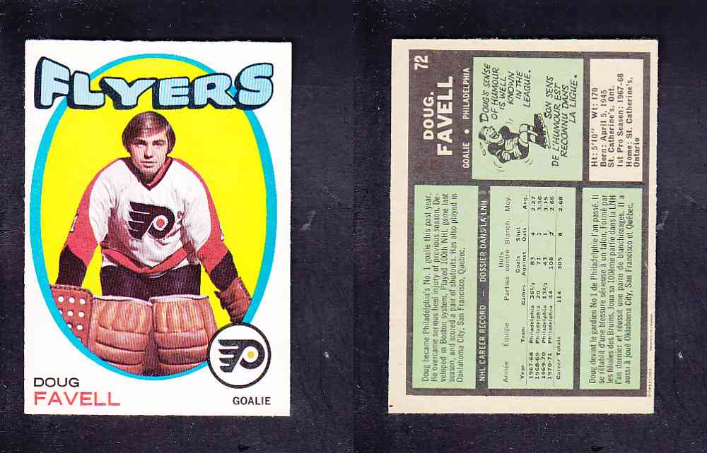 1971-72 O-PEE-CHEE HOCKEY CARD #72 D. FAVELL photo 1971-72 O-PEE-CHEE HOCKEY CARD #72 D. FAVELL photo
