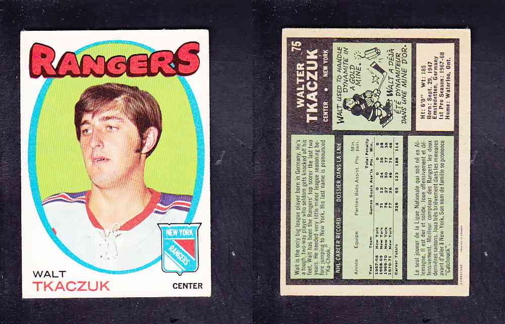 1971-72 O-PEE-CHEE HOCKEY CARD #75 W. TKACZUK photo 1971-72 O-PEE-CHEE HOCKEY CARD #75 W. TKACZUK photo