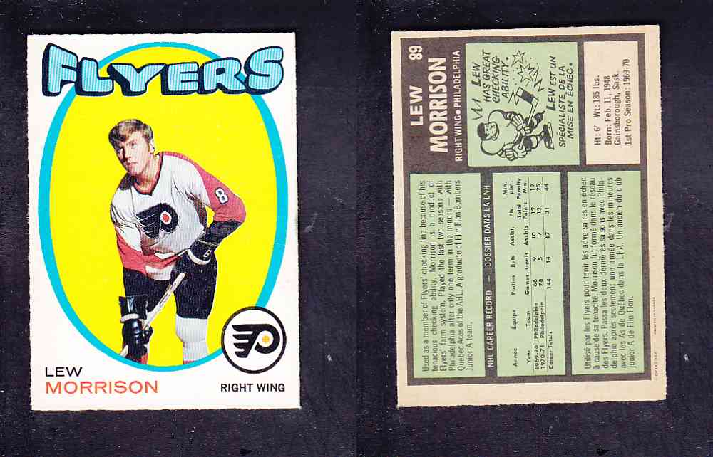 1971-72 O-PEE-CHEE HOCKEY CARD #89 L. MORRISON photo 1971-72 O-PEE-CHEE HOCKEY CARD #89 L. MORRISON photo