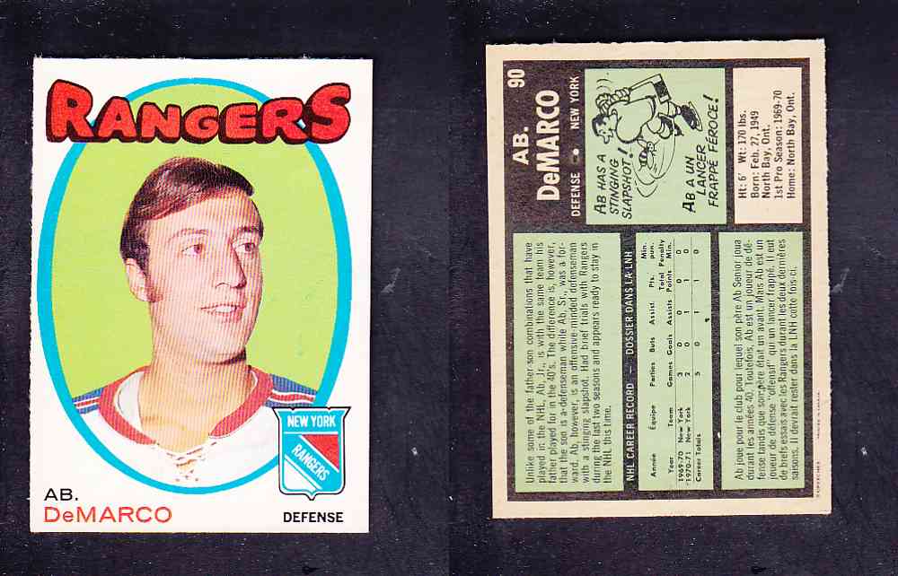 1971-72 O-PEE-CHEE HOCKEY CARD #90 A. DEMARCO photo 1971-72 O-PEE-CHEE HOCKEY CARD #90 A. DEMARCO photo