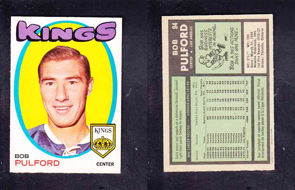 1971-72 O-PEE-CHEE HOCKEY CARD #94 B. PULFORD photo 1971-72 O-PEE-CHEE HOCKEY CARD #94 B. PULFORD photo