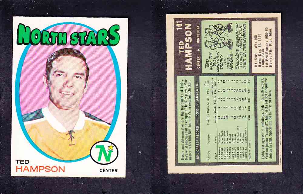 1971-72 O-PEE-CHEE HOCKEY CARD #101 T. HAMPSON photo 1971-72 O-PEE-CHEE HOCKEY CARD #101 T. HAMPSON photo
