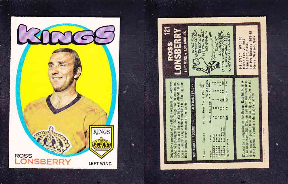 1971-72 O-PEE-CHEE HOCKEY CARD #121 R. LONSBERRY photo