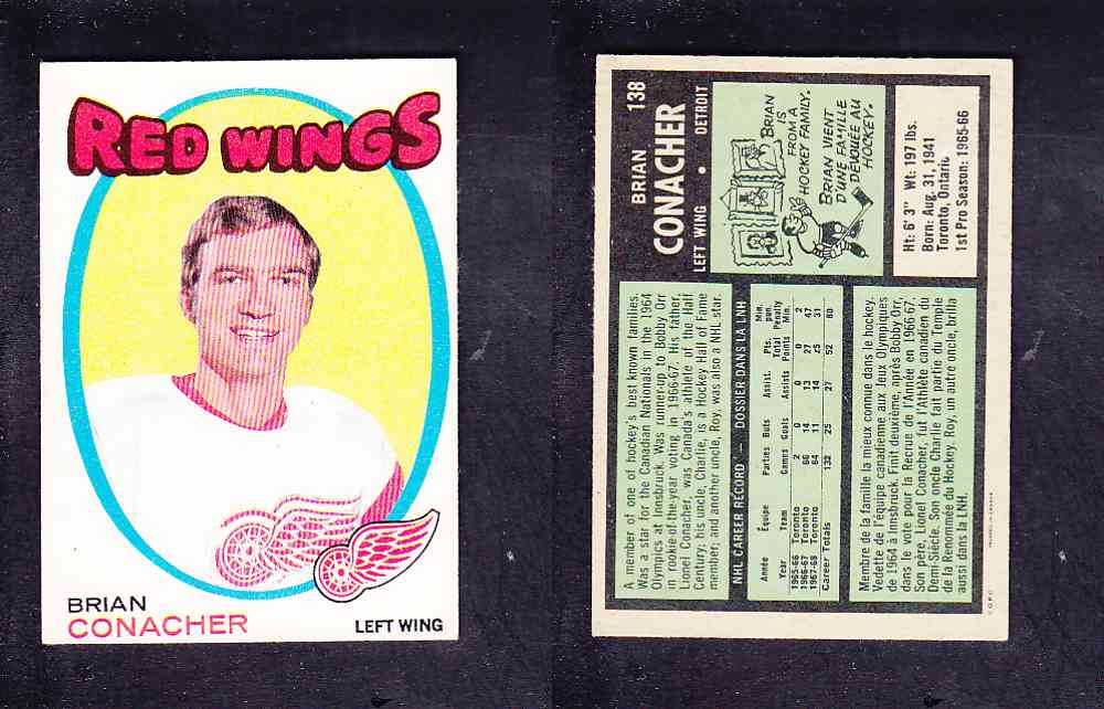 1971-72 O-PEE-CHEE HOCKEY CARD #138 B. CONACHER photo 1971-72 O-PEE-CHEE HOCKEY CARD #138 B. CONACHER photo