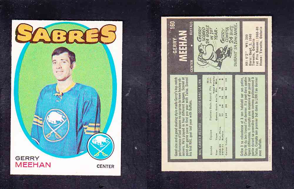 1971-72 O-PEE-CHEE HOCKEY CARD #160 G. MEEHAN photo 1971-72 O-PEE-CHEE HOCKEY CARD #160 G. MEEHAN photo