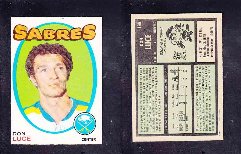 1971-72 O-PEE-CHEE HOCKEY CARD #166 D. LUCE photo 1971-72 O-PEE-CHEE HOCKEY CARD #166 D. LUCE photo