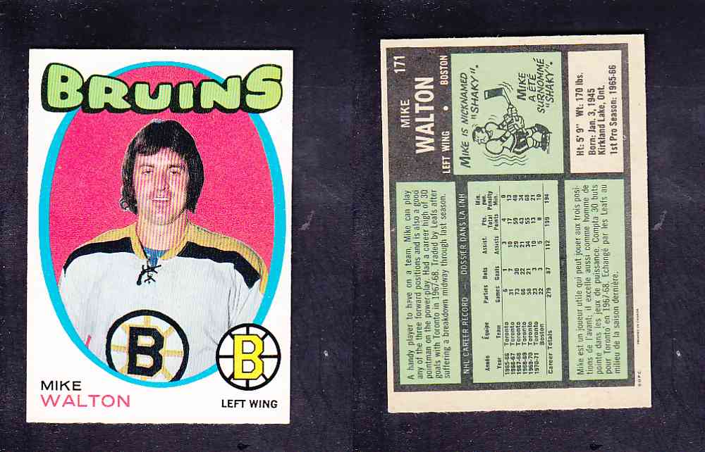 1971-72 O-PEE-CHEE HOCKEY CARD #171 M. WALTON photo 1971-72 O-PEE-CHEE HOCKEY CARD #171 M. WALTON photo