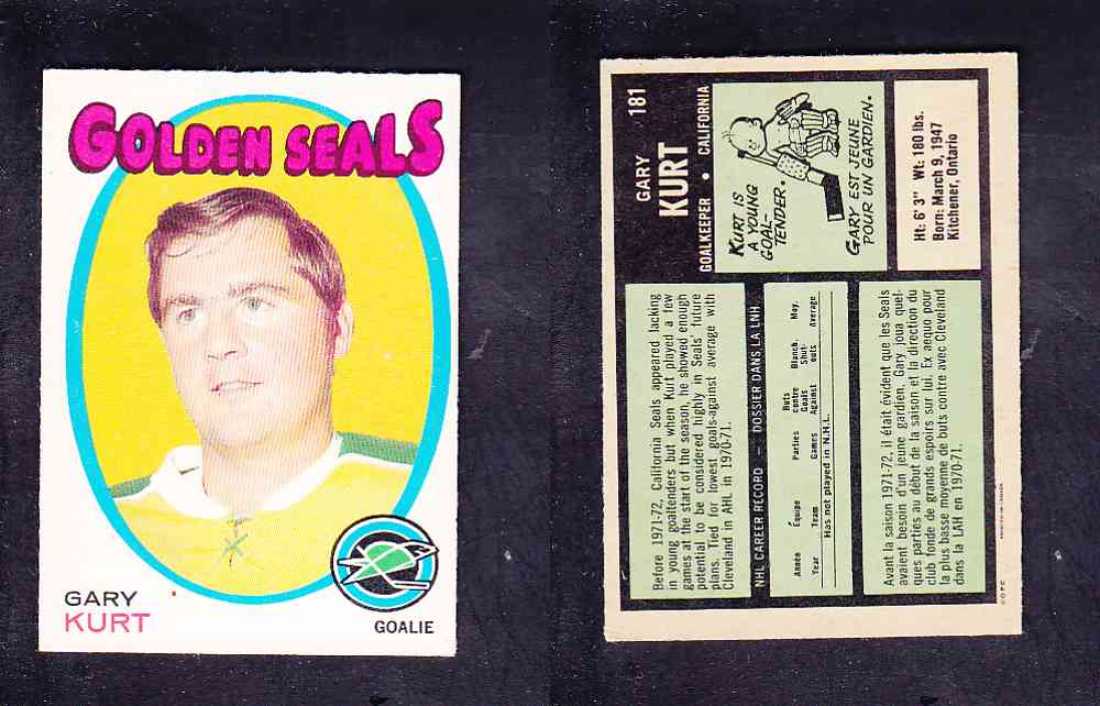 1971-72 O-PEE-CHEE HOCKEY CARD #181 G. KURT photo 1971-72 O-PEE-CHEE HOCKEY CARD #181 G. KURT photo
