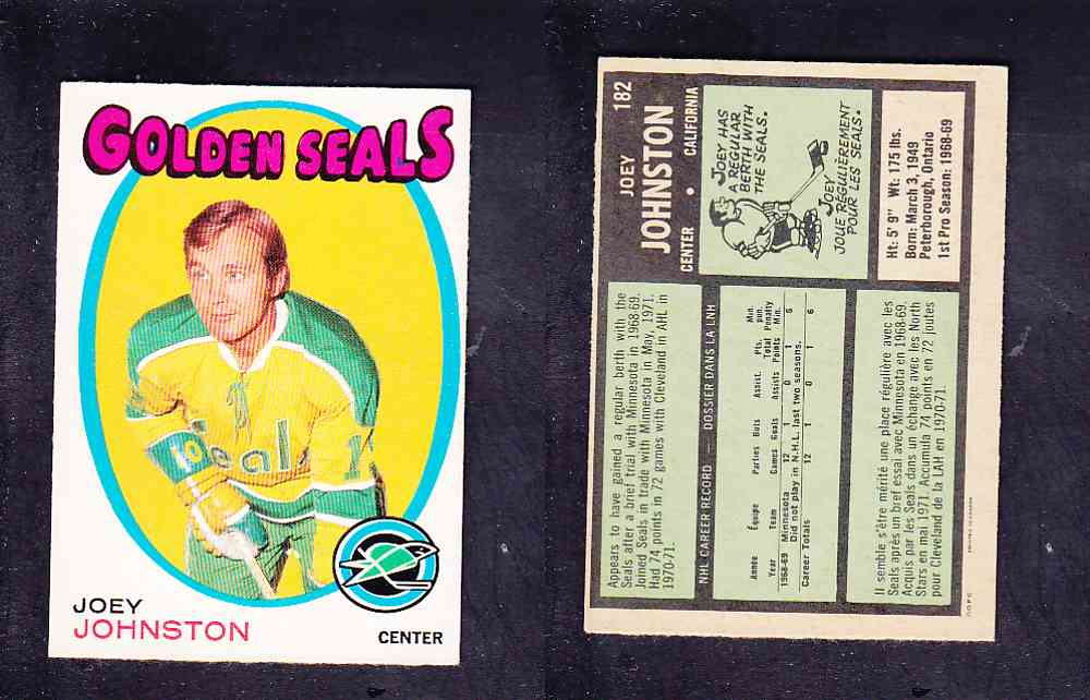 1971-72 O-PEE-CHEE HOCKEY CARD #182 J. JOHNSTON photo 1971-72 O-PEE-CHEE HOCKEY CARD #182 J. JOHNSTON photo