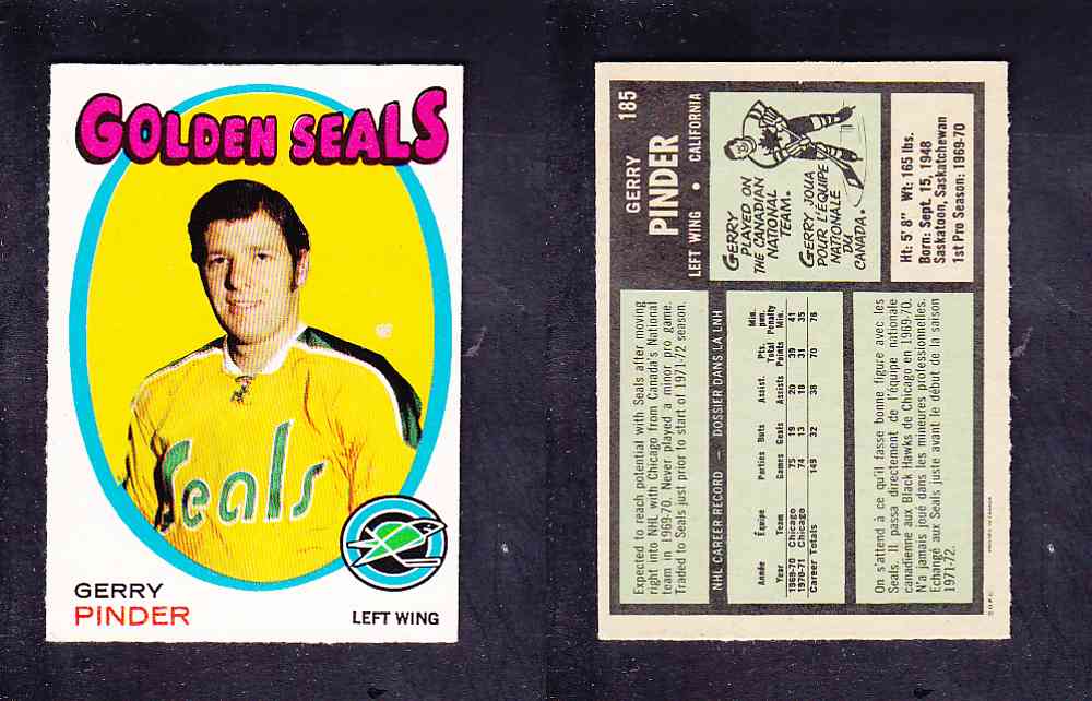1971-72 O-PEE-CHEE HOCKEY CARD #185 G. PINDER photo 1971-72 O-PEE-CHEE HOCKEY CARD #185 G. PINDER photo