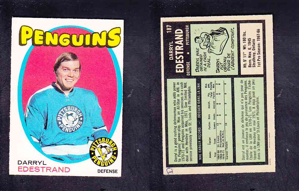 1971-72 O-PEE-CHEE HOCKEY CARD #187 D. EDESTRAND photo 1971-72 O-PEE-CHEE HOCKEY CARD #187 D. EDESTRAND photo