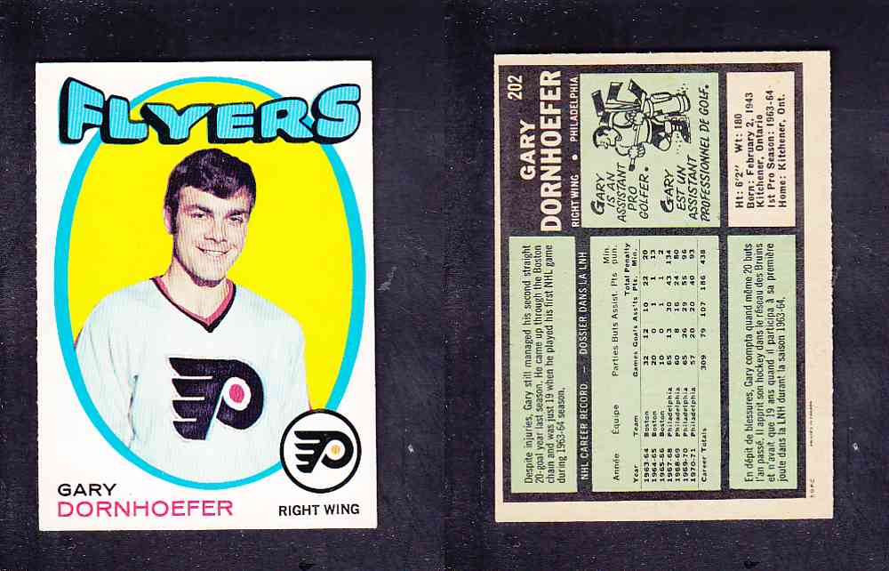 1971-72 O-PEE-CHEE HOCKEY CARD #202 G. DORNHOEFER photo 1971-72 O-PEE-CHEE HOCKEY CARD #202 G. DORNHOEFER photo