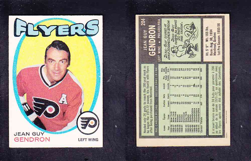 1971-72 O-PEE-CHEE HOCKEY CARD #204 J. GENDRON photo 1971-72 O-PEE-CHEE HOCKEY CARD #204 J. GENDRON photo