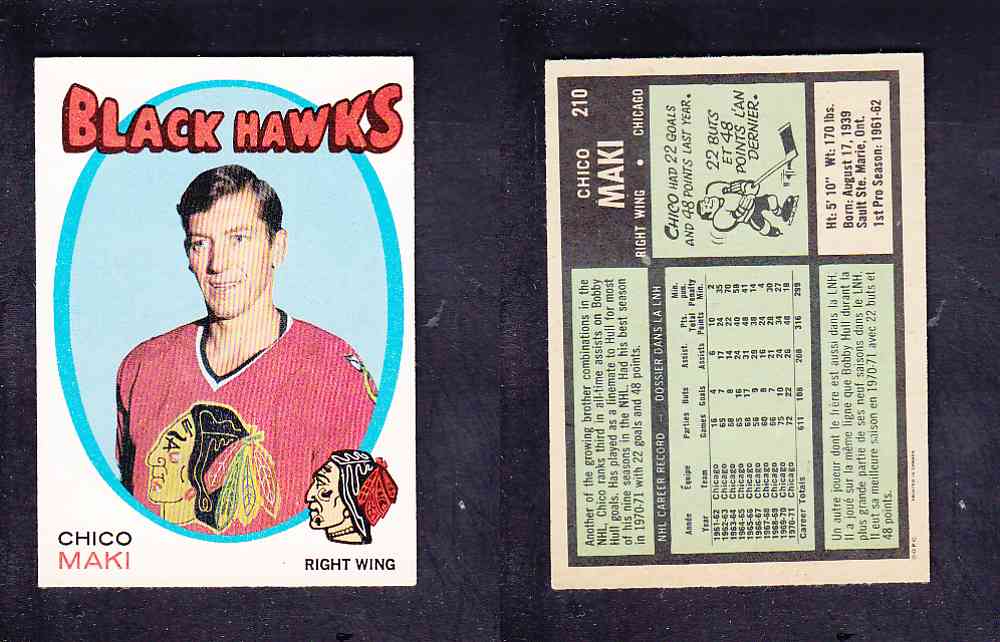 1971-72 O-PEE-CHEE HOCKEY CARD #210 C. MAKI photo 1971-72 O-PEE-CHEE HOCKEY CARD #210 C. MAKI photo