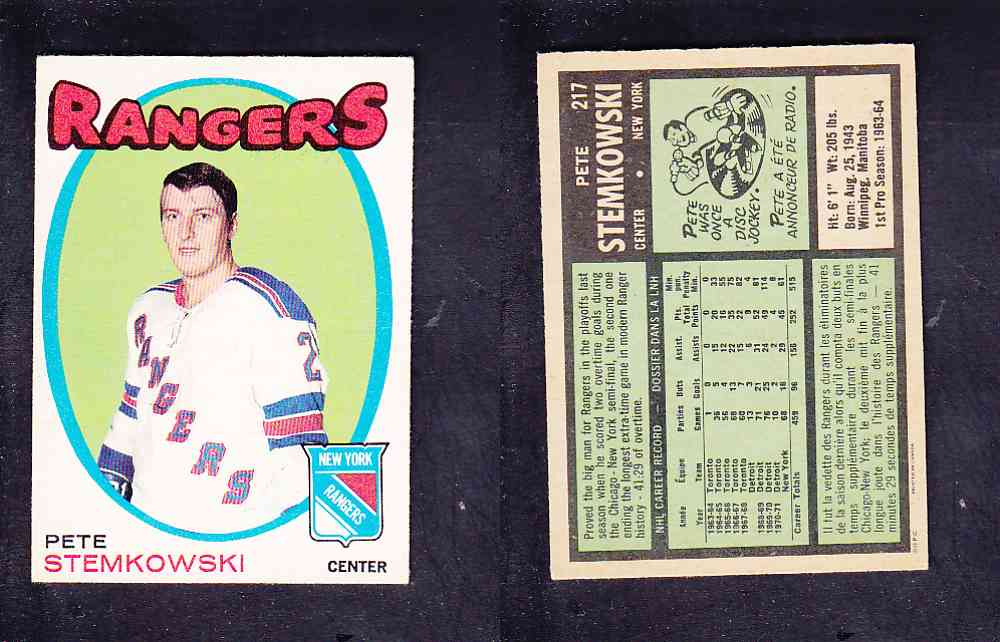 1971-72 O-PEE-CHEE HOCKEY CARD #217 P. STEMKOWSKI photo 1971-72 O-PEE-CHEE HOCKEY CARD #217 P. STEMKOWSKI photo