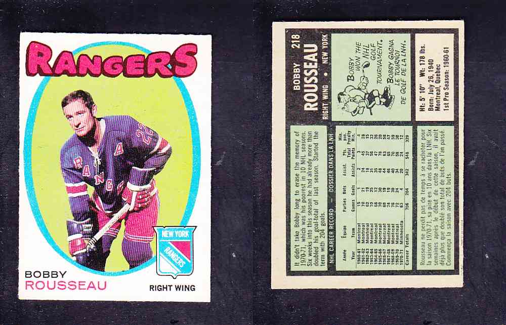 1971-72 O-PEE-CHEE HOCKEY CARD #218 B. ROUSSEAU photo 1971-72 O-PEE-CHEE HOCKEY CARD #218 B. ROUSSEAU photo